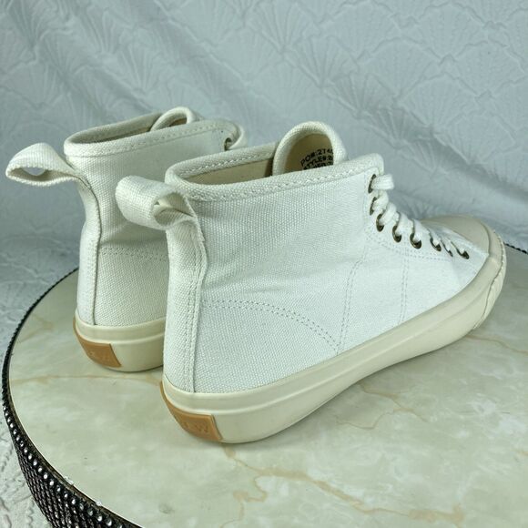 J. Crew Classic High Top Sneakers Women Sz 6 Ivory Canvas Lace Up Comfort Shoes - Picture 9 of 13